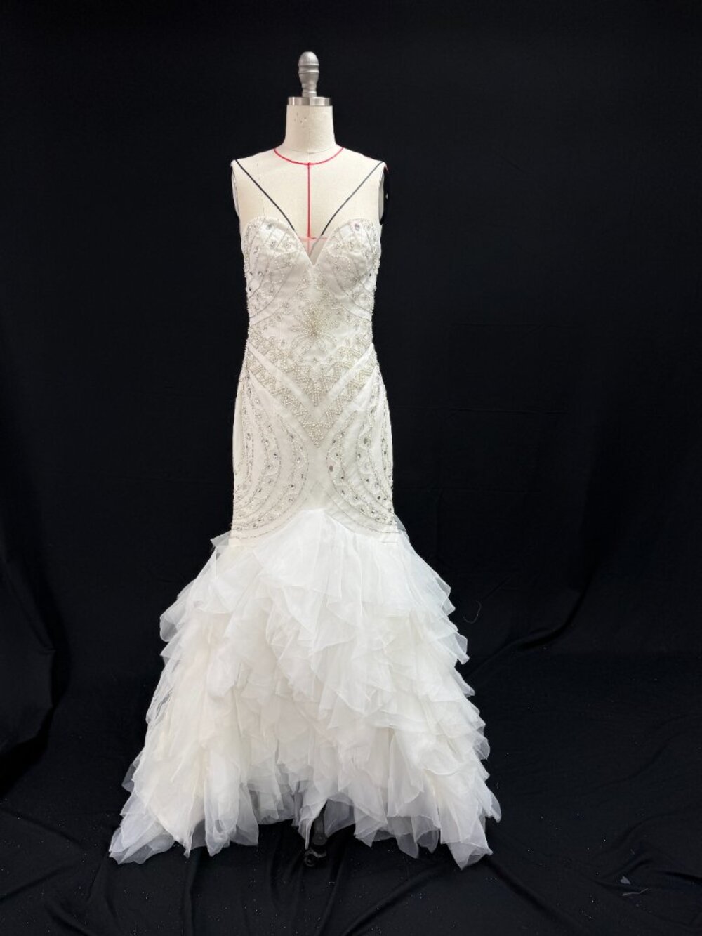 like new Aurora - Art Deco Beaded Crystal Embellished Mermaid Gown - Picture 3 of 8